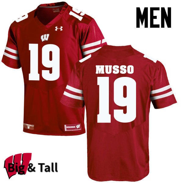 Wisconsin Badgers Men's #19 Leo Musso NCAA Under Armour Authentic Red Big & Tall College Stitched Football Jersey BX40T86NT